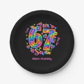 6 7 Six Seven Neon Regenbogen Leuchtend Mädchen Ge Pappteller (Vorderseite)