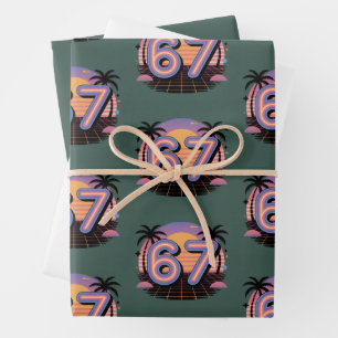 6 7 Six Seven Vaporwave Gen Z Alpha Meme Geschenkpapier Set