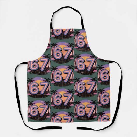 6 7 Six Seven Vaporwave Gen Z Alpha Meme Schürze (Vorderseite)