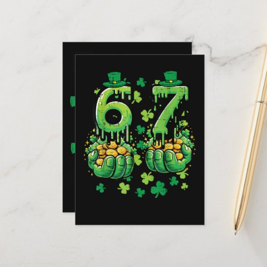 6 7 St Patricks Day Ankündigungspostkarte (Vorderseite/Rückseite Beispiel)