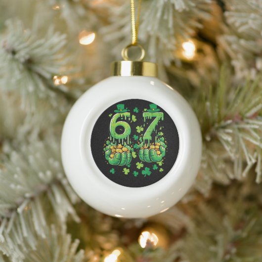 6 7 St Patricks Day Keramik Kugel-Ornament (Baum)