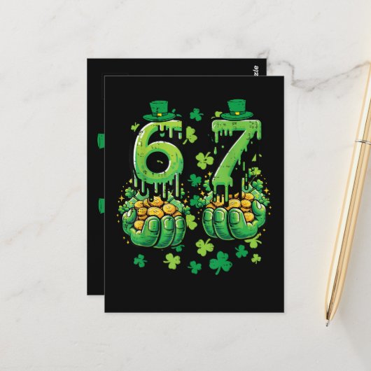 6 7 St Patricks Day Postkarte (Vorderseite/Rückseite Beispiel)