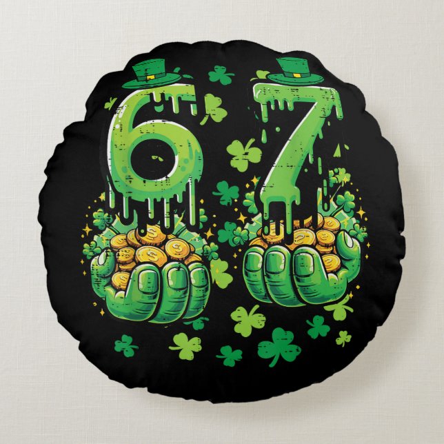 6 7 St. Patricks Day Rundes Kissen (Vorderseite)