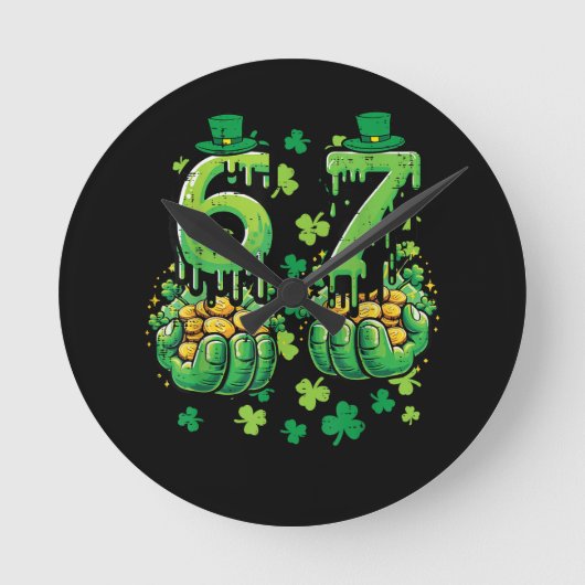 6 7 St. Patrick's Tag Runde Wanduhr (Vorderseite)