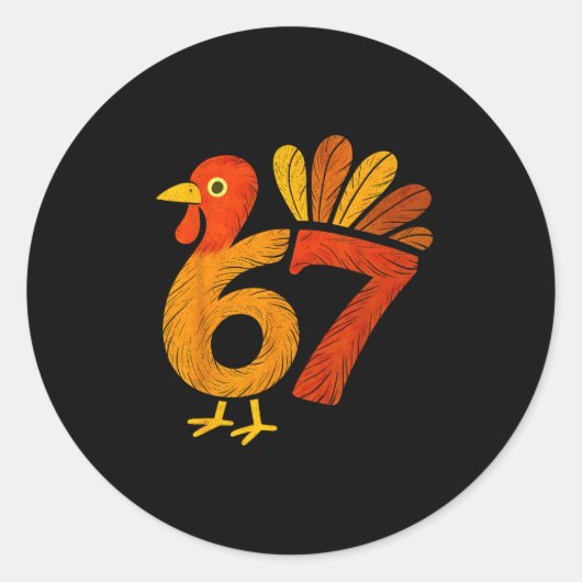 6 7 Thanksgiving Funny Kids Turkey Thanksgiving 67 Runder Aufkleber (Vorderseite)