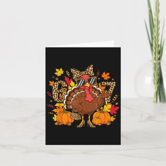 6 7 Thanksgiving Funny Leopard Bow Turkey Six Seve Karte (Vorderseite)