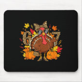 6 7 Thanksgiving Funny Leopard Bow Turkey Six Seve Mousepad (Vorne)