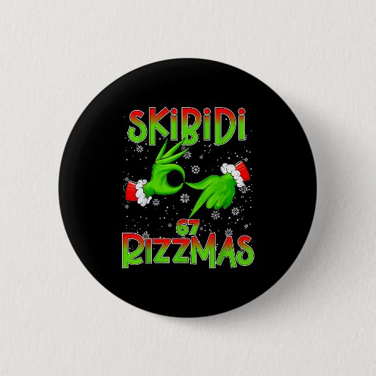 6 7 Weihnachten Skibidi Rizzmas 67 Meme Gen Alpha Button (Vorderseite)