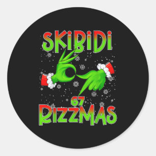 6 7 Weihnachten Skibidi Rizzmas 67 Meme Gen Alpha Runder Aufkleber