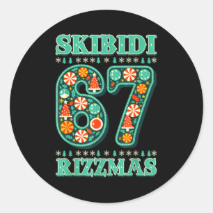 6 7 Weihnachten Skibidi Rizzmas 67 Meme Gen Alpha  Runder Aufkleber