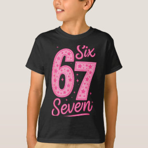 6 7 Zahl 67 Rosa Sechs Sieben Meme Slang Frauen T-Shirt