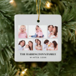 6 Abschnitte Minimalistische graue Rahmen für das  Keramikornament<br><div class="desc">Sehr einfache minimalistische Darstellung von sechs Fotos aus der Familie,  aufgeteilt in 3 Bereiche oben und 3 Bereiche unten mit Texten auf der unteren Seite. Rett diese glücklichen Erinnerungen und personalisiere sie mit deinen eigenen Fotos (Familie,  Freunde,  Wiedersehen) und Texten. Perfekt für Ihre Lieben ein maßgeschneidertes Geschenk.</div>