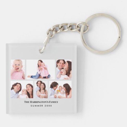 6 Abschnitte Minimalistische graue Rahmen für das Schlüsselanhänger (Rückseite)