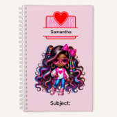 6 African American Girl Writing Supplies Students Notizblock (Vorderseite)