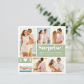 6 Ankündigung von Foto Collage Sage Green Verlobun (Stehend Vorderseite)