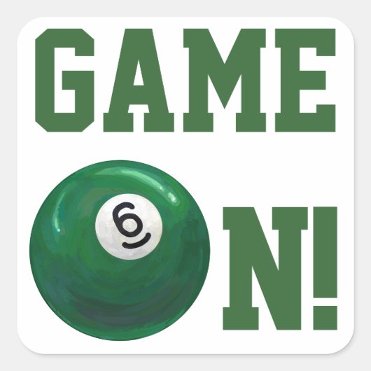 6 Ball Quadratischer Aufkleber (Vorderseite)