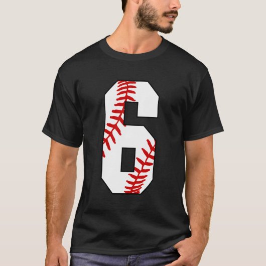 6 Baseball Mama 6th Player Jersey Anzahl 6 Jahre T-Shirt (Vorderseite)