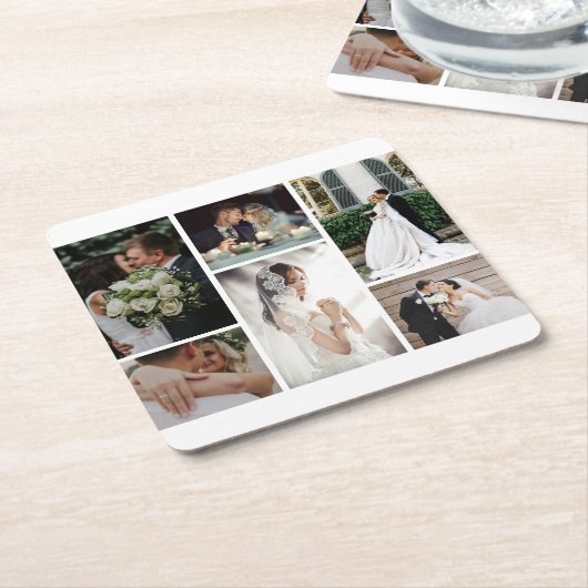 6 Benutzerdefinierte Foto Collage Favoriten Moment Rechteckiger Pappuntersetzer (angewinkelt)