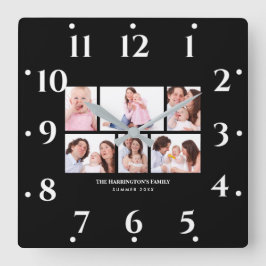 6 Bereiche Benutzerdefiniertes Foto Einfache elega Quadratische Wanduhr