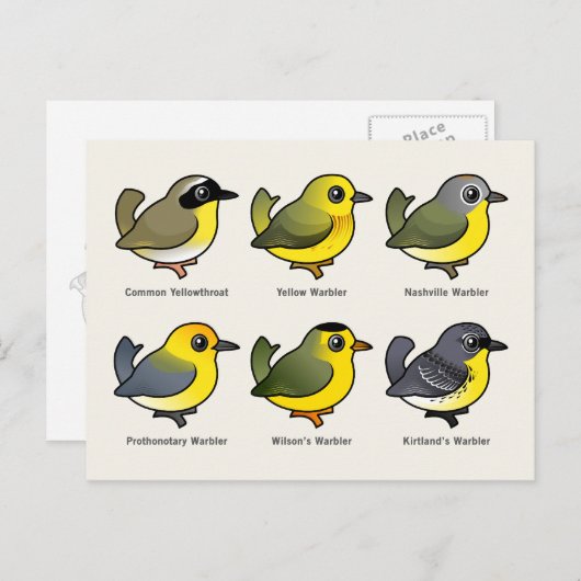 6 Birdorable Warblers Postkarte (Vorne/Hinten)