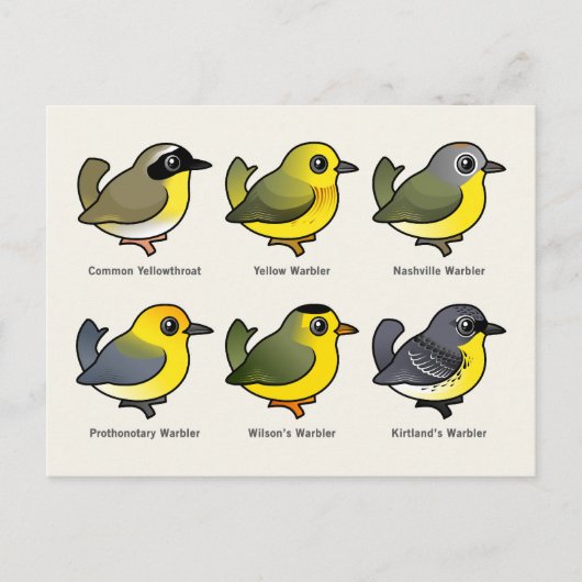 6 Birdorable Warblers Postkarte (Vorderseite)
