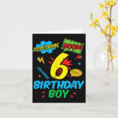 6 Birthday Boy Comic Cool 6th Bday Superhero Party Karte (Gelbe Blume)