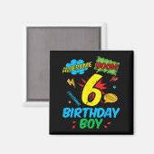 6 Birthday Boy Comic Cool 6th Bday Superhero Party Magnet (Vorderseite/Rückseite)