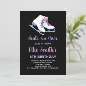 6. Black Lila Ice Skaten Geburtstag Einladungen (Stehend Vorderseite)