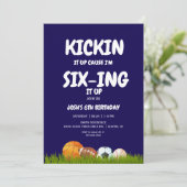 6. Boy's Kickin it Up Blue Birthday Party Einladung (Stehend Vorderseite)