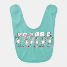 6 Buchstabenbezeichnung mit Bunny Rabbits Baby Bib