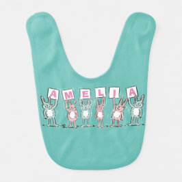6 Buchstabenbezeichnung mit Bunny Rabbits Baby Bib Babylätzchen