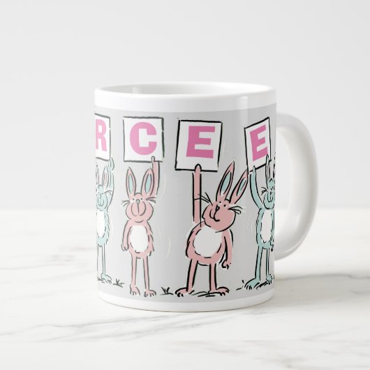 6 Buchstabenbezeichnung mit lustigen Kaninchen Jumbo-Tasse (Vorderseite Rechts)