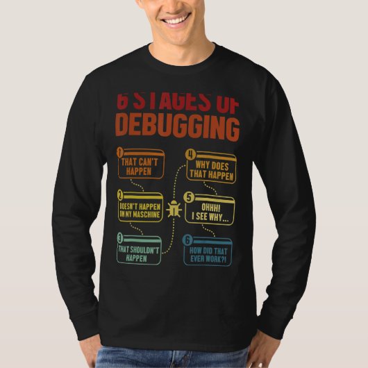 6 Bühnen des Debugging-Software-Entwicklers IT Tec T-Shirt (Vorderseite)