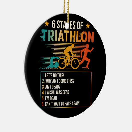 6 Bühnen Triathlon-Athleten Triathleten laufen Keramik Ornament (Rechts)