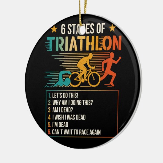 6 Bühnen Triathlon-Athleten Triathleten laufen Keramik Ornament (Links)