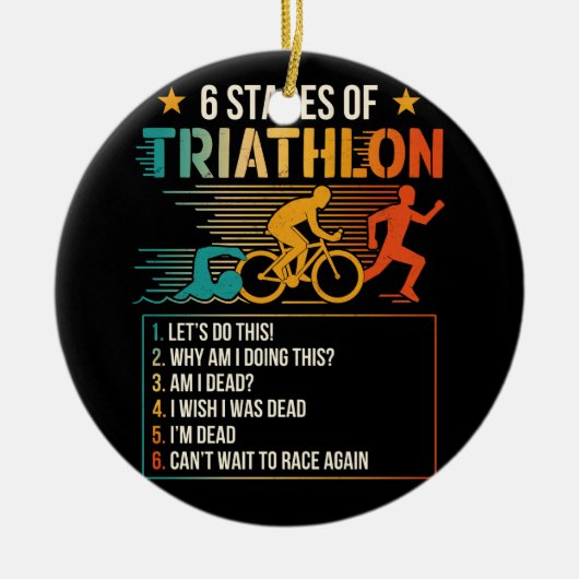 6 Bühnen Triathlon-Athleten Triathleten laufen Keramik Ornament (Vorne)