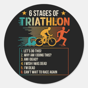 6 Bühnen Triathlon-Athleten Triathleten laufen Runder Aufkleber