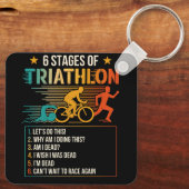 6 Bühnen Triathlon-Athleten Triathleten laufen Schlüsselanhänger (Rückseite)