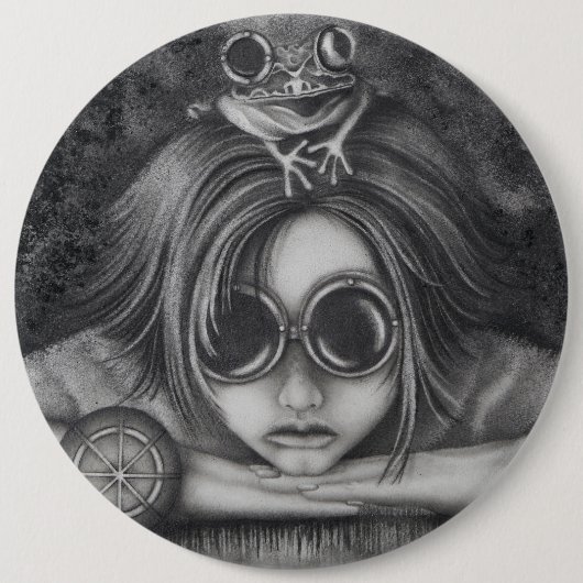 6" Button Frosch Princess Steampunk Kunstspass (Vorderseite)