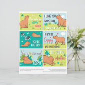 6 Capybara Kinder Klassenzimmer Valentinstag Karte (Stehend Vorderseite)