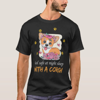 6 Cartoon-Corgi mit Blumen auf weißem Hintergrund  T-Shirt