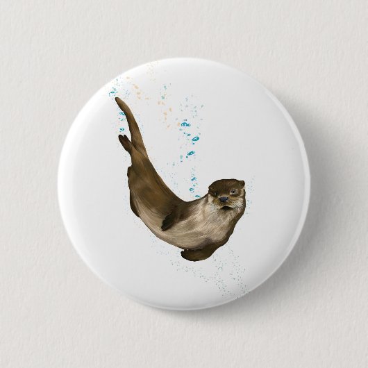 6 cm Rundschwimmbad Otter Abzeichen Button (Vorderseite)