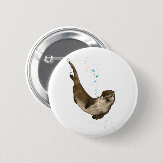 6 cm Rundschwimmbad Otter Abzeichen Button (Vorne & Hinten)