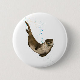 6 cm Rundschwimmbad Otter Abzeichen Button