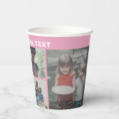6 Collage Grid - Benutzerdefinierter Text rot pink Pappbecher (Rückseite)