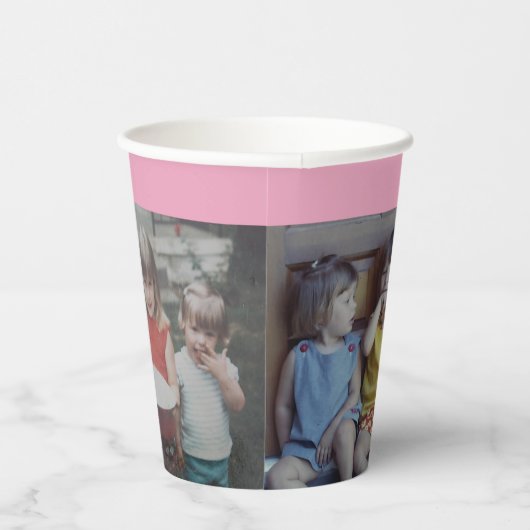 6 Collage Grid - Benutzerdefinierter Text rot pink Pappbecher (Rechts)