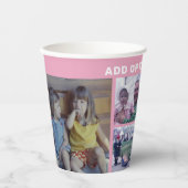 6 Collage Grid - Benutzerdefinierter Text rot pink Pappbecher (Vorderseite)