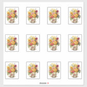 6 Cup der Blume Aufkleber (Blatt)