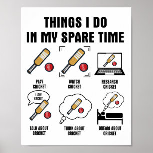6 Dinge, die ich in meiner Freizeit tue - Cricket Poster