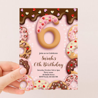6. Donut-Geburtstags-Einladung für Mädchen Einladung